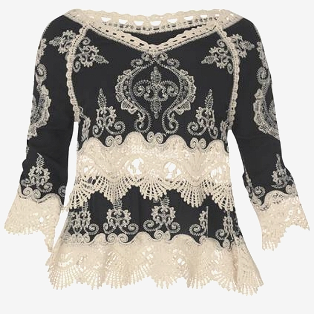 Lace Embroidered🍀 Detail Coverup, blouse, top, shirt